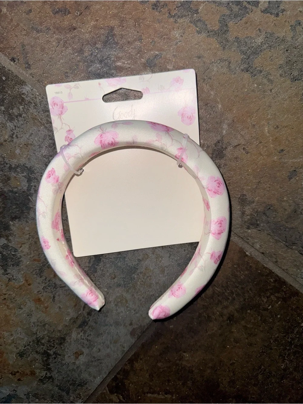 LoveShackFancy White Headband with Pink Floral Print